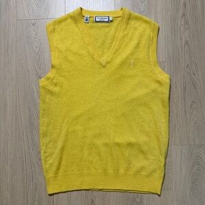 Vintage Yves Saint Laurent Wool Pullover Schoolboy Knit Vest Mens Large Yellow